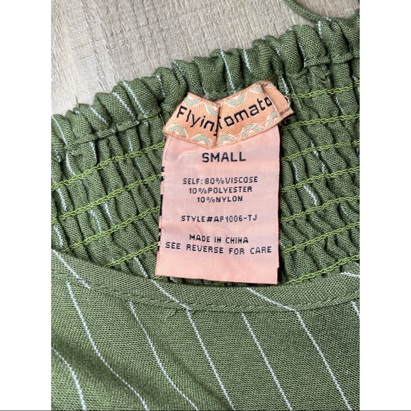 SOLD Flying Tomato Green Striped Sleeveless Wide Leg Open Back - Picture 3 of 7